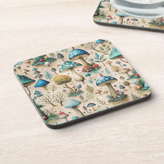 Mushrooms Fairyland Getränkeuntersetzer (Linke Seite)