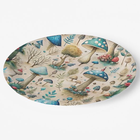 Mushrooms Fairyland Pappteller (Schrägansicht)
