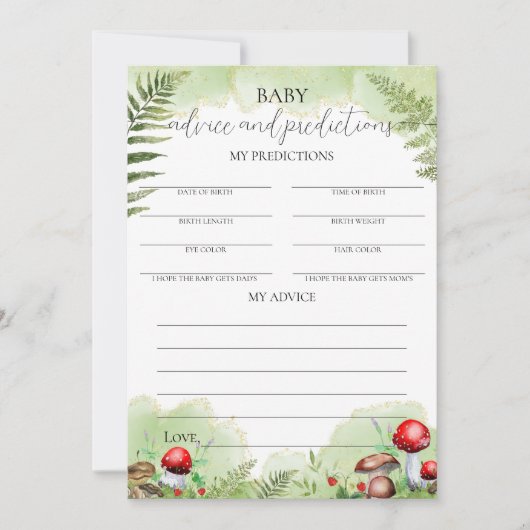Mushrooms Forest Ferns Baby Shower Admin Card Einladung (Vorderseite)