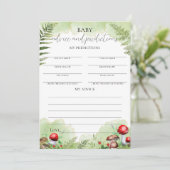 Mushrooms Forest Ferns Baby Shower Admin Card Einladung (Stehend Vorderseite)