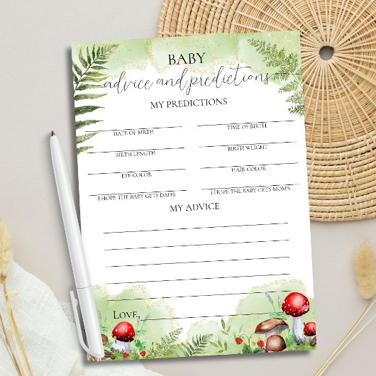 Mushrooms Forest Ferns Baby Shower Admin Card Einladung