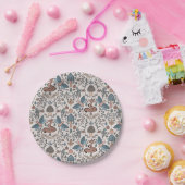 Mushrooms Fox & Dragonfly Niedliches Herbstmuster Pappteller (Party)