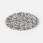 Mushrooms Fox & Dragonfly Niedliches Herbstmuster Pappteller (Schrägansicht)