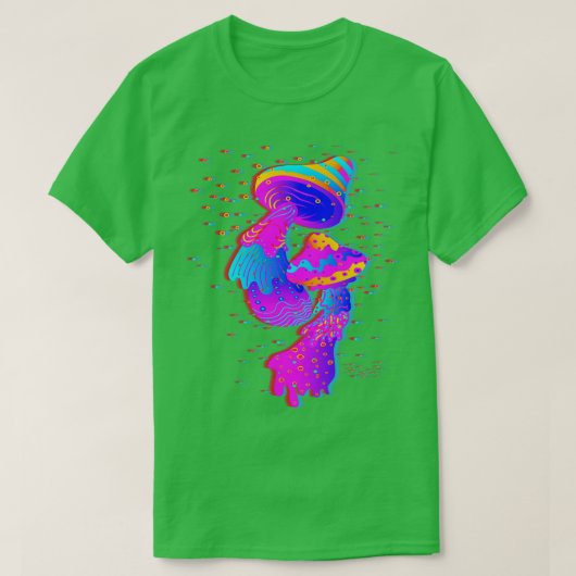 Mushrooms Glitch Psychedelic T-Shirt (Design vorne)
