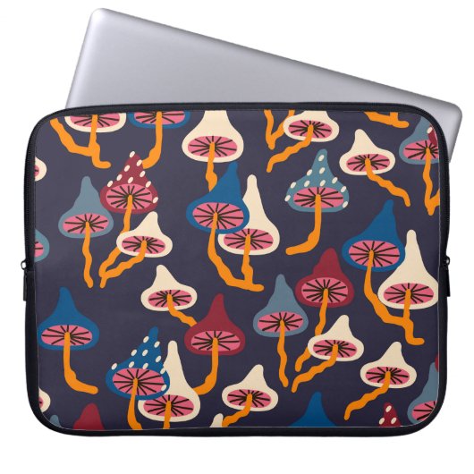Mushrooms Illustration Fabric Wrapping Pattern Laptopschutzhülle (Vorderseite)