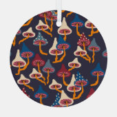 Mushrooms Illustration Fabric Wrapping Pattern Ornament Aus Glas (Rückseite)