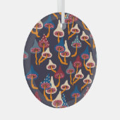 Mushrooms Illustration Fabric Wrapping Pattern Ornament Aus Glas (Vorderseite Rechts)