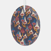 Mushrooms Illustration Fabric Wrapping Pattern Ornament Aus Glas (Vorderseite links)