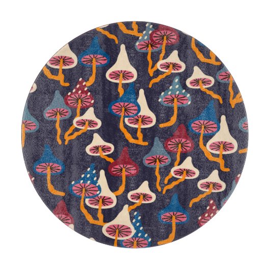 Mushrooms Illustration Fabric Wrapping Pattern Schneidebrett (Vorderseite)