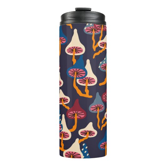 Mushrooms Illustration Fabric Wrapping Pattern Thermosbecher (Vorderseite)