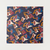 Mushrooms Illustration Fabric Wrapping Pattern Wandteppich (Vorderseite (Horizontal))