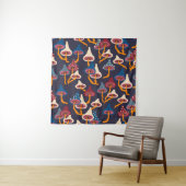 Mushrooms Illustration Fabric Wrapping Pattern Wandteppich (Beispiel)