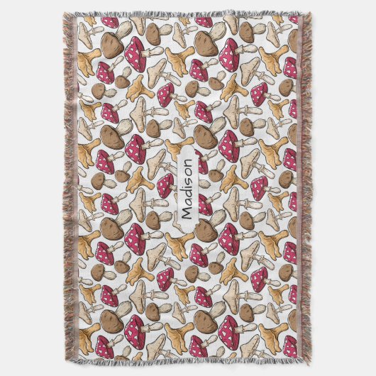 Mushrooms Pattern individuelle Name werfen Decke (Vorderseite Vertikal)