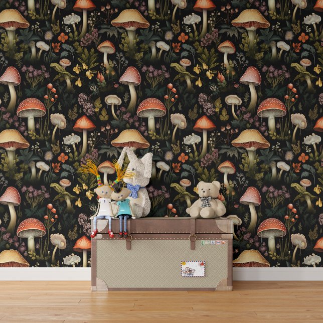 Mushrooms Pflanze Blume Illustrationsmuster Tapete (Von Creator hochgeladen)