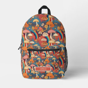 Mushrooms Rainbows Monogram Name Camp School Bedruckter Rucksack