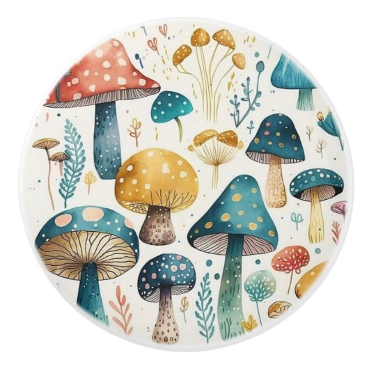 Mushrooms Retro Groovy Keramik Pull Keramikknauf (Vorderseite)