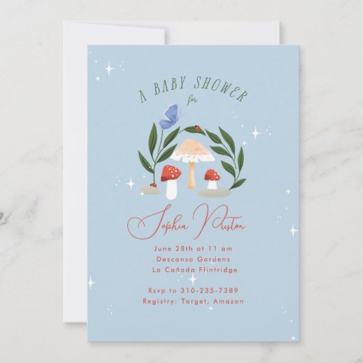 Mushrooms und Butterfly Magical Fairy Garden Einladung (Vorderseite)