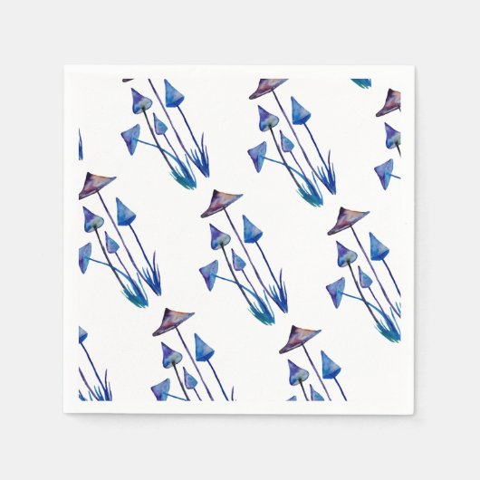 Mushrooms Wasserfarbe zeichnend Napkins Serviette (Vorderseite)