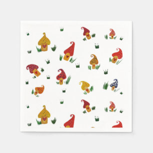 Mushrooms White Standard Cocktail Papier Napkins Serviette