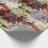 Mushrooms Woodland Antique Ephemera Marsala Rot Geschenkpapier (Ecke)