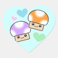 Mushy Puffs Mushroom Kawaii Heart Stickers
