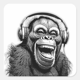 Music Ape Quadratischer Aufkleber