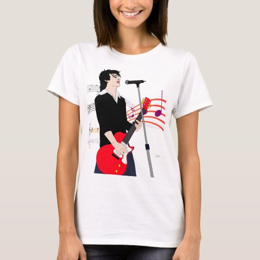 Music Art Cartoon Rocker Typ Gitarrist T-Shirt (Vorderseite)