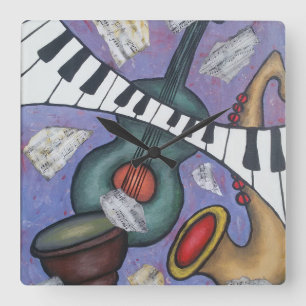 Music Art Wall Clock Quadratische Wanduhr
