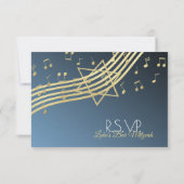 Music Bar Mitzvah Gold Response RSVP Karte (Rückseite)