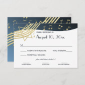 Music Bar Mitzvah Gold Response RSVP Karte (Vorne/Hinten)