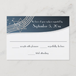 Music Bar Mitzvah Response Silver Blue RSVP Karte