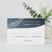 Music Bar Mitzvah Response Silver Blue RSVP Karte (Stehend Vorderseite)