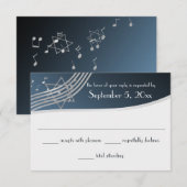 Music Bar Mitzvah Response Silver Blue RSVP Karte (Vorne/Hinten)