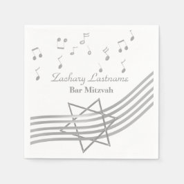Music Bar Mitzvah Silver Serviette