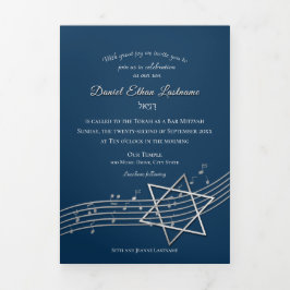 Music Bar Mitzvah Silver Star von David Dreifach Gefaltete Karte