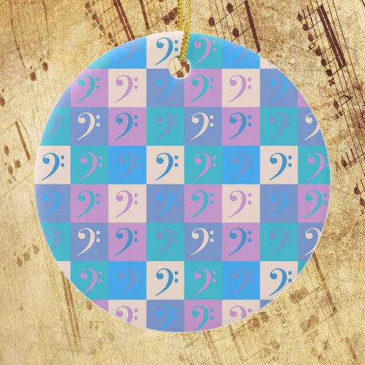 Music Bass Clef Muster Pastellfarben Keramik Ornament