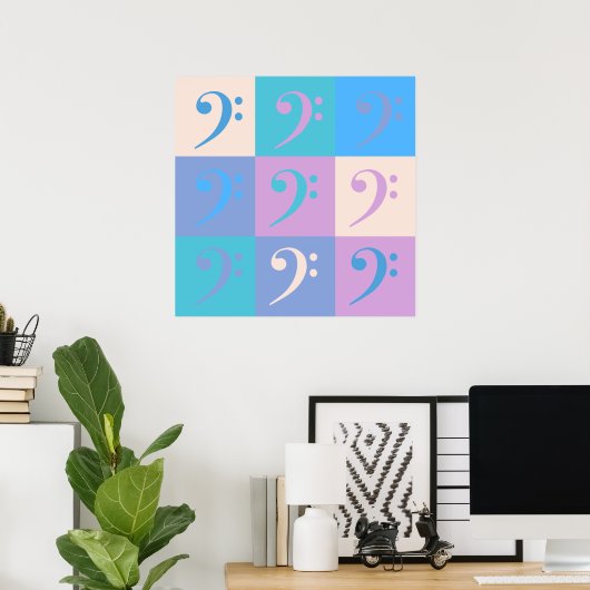 Music Bass Clef Pastel Colors Poster (Heimbüro)