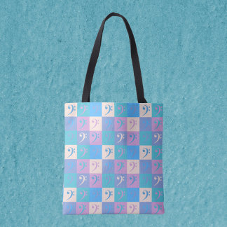 Music Bass Clef Pastel Pattern Tasche