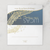 Music Bat Mitzvah Blue and Gold Sitzkarte Platzkarte (Außenseite Aufgefaltet)