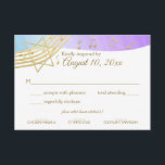 Music Bat Mitzvah Gold Response RSVP Karte<br><div class="desc">Musik in der Air Bar Mitzvah Antwortkarte in Lila,  Blau und Gold. Passen Sie Ihren Text nach Bedarf an.</div>