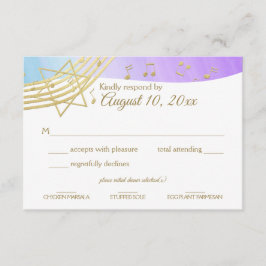 Music Bat Mitzvah Gold Response RSVP Karte