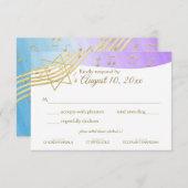 Music Bat Mitzvah Gold Response RSVP Karte (Vorne/Hinten)