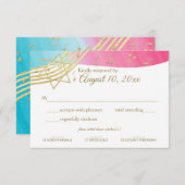 Music Bat Mitzvah Gold Response RSVP Karte (Vorne/Hinten)