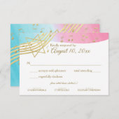 Music Bat Mitzvah Gold Response RSVP Karte (Vorne/Hinten)