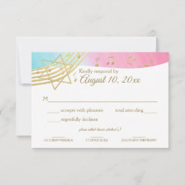 Music Bat Mitzvah Gold Response RSVP Karte