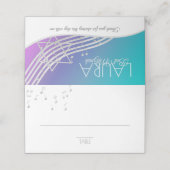 Music Bat Mitzvah Silver Musiknotens Sitzkarte Platzkarte (Außenseite Aufgefaltet)