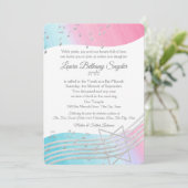 Music Bat Mitzvah Wasserfarbe und Silber Einladung (Stehend Vorderseite)