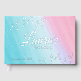 Music Bat Mitzvah Watercolor Foil Reisebuch Gästebuch