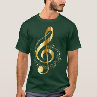 Music Beach Note Gold, Navy  T-Shirt