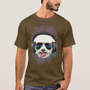 Music Bichon Frise DJ mit Kopfhörern Musikalischer T-Shirt